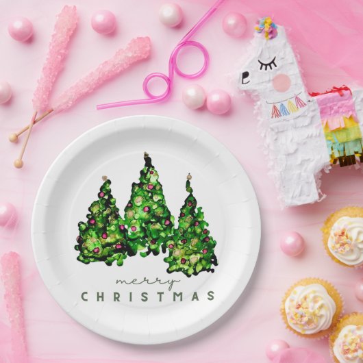 Alcohol Ink Design Holiday Chrismas TrePaper Plate Pappteller (Party)