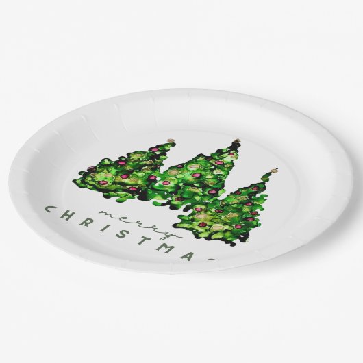 Alcohol Ink Design Holiday Chrismas TrePaper Plate Pappteller (Schrägansicht)