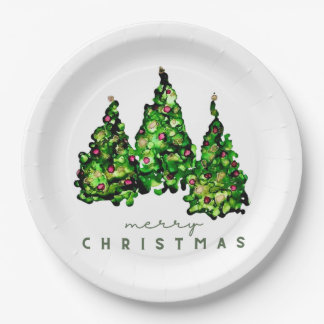 Alcohol Ink Design Holiday Chrismas TrePaper Plate Pappteller