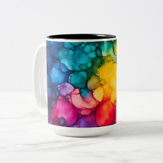 Alcohol Ink Design Two-Tone Mug, 15 oz Zweifarbige Tasse