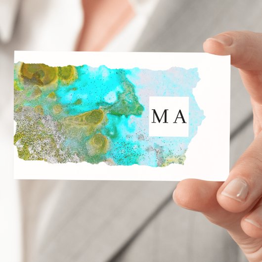 Alcohol Ink Glitter Graphic Artist Monogram Visitenkarte