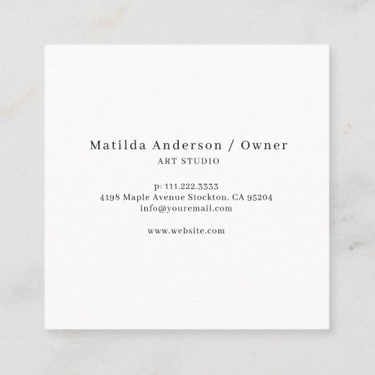 Alcohol Ink Glitter Graphic Artist Studio Monogram Quadratische Visitenkarte (Rückseite)