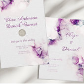 Alcohol Ink Lila Elegante Hochzeit Einladung