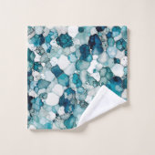 Alcohol Ink Muster Blue Vibrann Badhandtuch Set (Waschlappen)