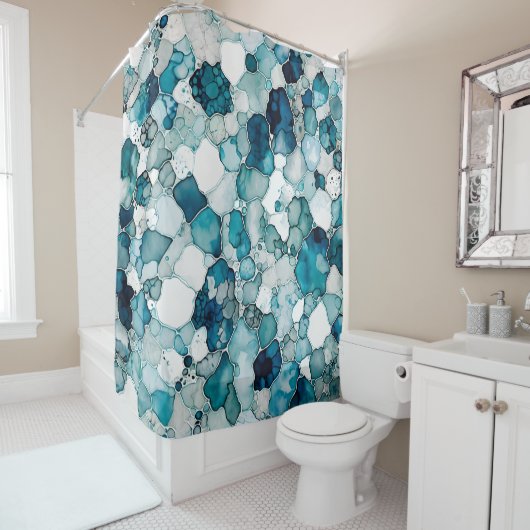 Alcohol Ink Muster Blue Vibrann Duschvorhang (Beispiel)