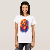 Alcohol Ink Portrait of a Young Female Singer T-Shirt (Vorne ganz)