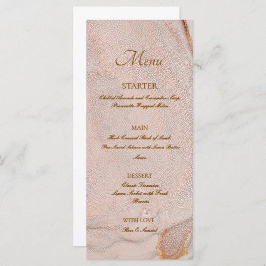 Alcohol Ink Rose Elegant Flat Menu Menükarte (Vorne/Hinten)