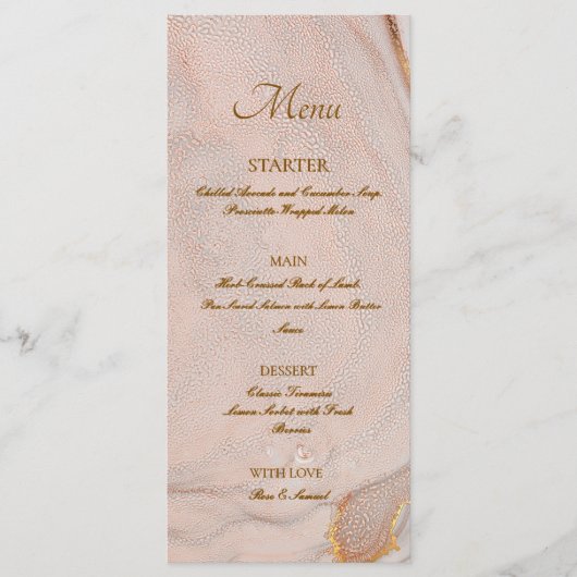 Alcohol Ink Rose Elegant Flat Menu Menükarte (Vorderseite)