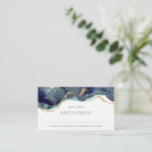 Alcohol Ink Silver Navy Blue Glitzer Ernennung Visitenkarte (Stehend Vorderseite)