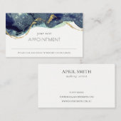 Alcohol Ink Silver Navy Blue Glitzer Ernennung Visitenkarte (Vorne/Hinten)