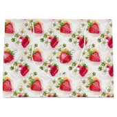 Alcohol Ink Style Strawberry Blossoms and Berries Große Geschenktüte (Vorderseite)