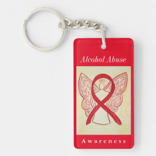 Alcohol Missuse Awareness Angel Red Ribbon Schlüss Schlüsselanhänger