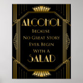 Alcohol Wedding Sign | Gatsby Art Deco Poster (Vorne)