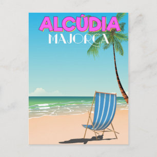 Alcúdia Mallorca Strand Reiseplakat Postkarte