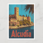 Alcudia Spain Vintage Travel Illustration Postkarte (Vorderseite)