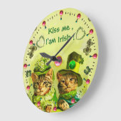 ALD FASHION ST.PATRICK'S CATS Küssen Ich bin irisc Große Wanduhr (Winkel)