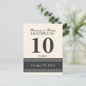 ALD LACE GRAY Wedding Tischnummer Card Empfang (Stehend Vorderseite)