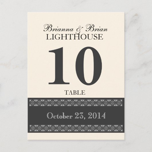 ALD LACE GRAY Wedding Tischnummer Card Empfang (Vorderseite)