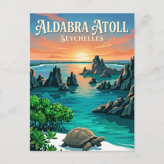 Aldabra-Atoll Seychellen Postkarte (Vorderseite)