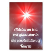 Aldebaran Tischnummer (Rückseite)