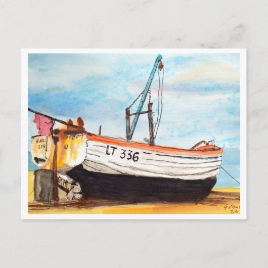 Aldeburgh, Boot am Strand – Küstenkunst Postkarte (Vorderseite)