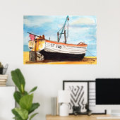 Aldeburgh-Boot am Strand – Wasserfarbe Küste Poster (Heimbüro)