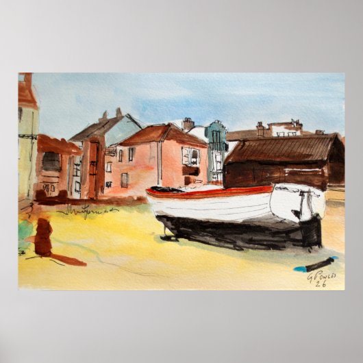 Aldeburgh-Druck – Wasserfarbenlandschaft an der Kü Poster (Vorne)