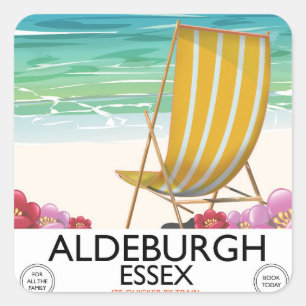 Aldeburgh Essex Strand-Reiseplakat Quadratischer Aufkleber