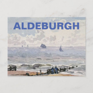 Aldeburgh, Suffolk - Beach & Ships Blue Feiertagspostkarte