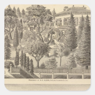 Alden-Wohnsitz, Harmon Fläche Quadratischer Aufkleber