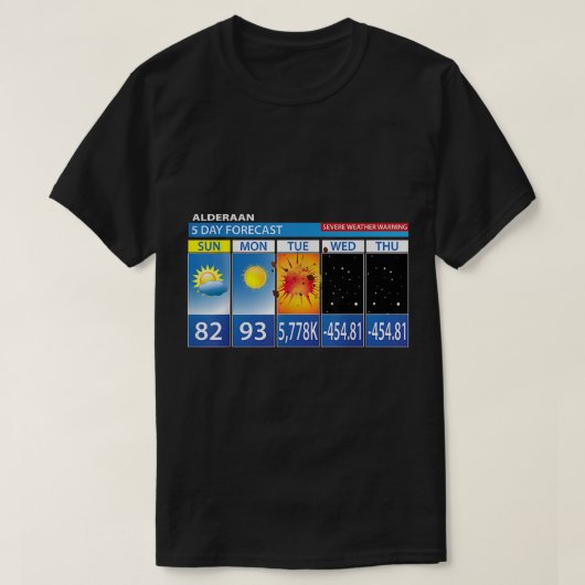 Alderaan 5 Day Forecast Funny Weather Forecas T-Shirt (Design vorne)