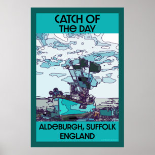 Alderburgh Suffolk Beach Art Holzkastenzeichen Poster