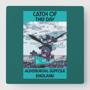 Alderburgh Suffolk  Beach Art    Quadratische Wanduhr