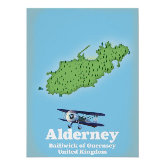 Alderney Bailiwick of Guernsey United Kingdom Map Poster (Vorderseite)