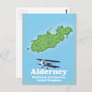 Alderney Bailiwick of Guernsey United Kingdom Map Postkarte
