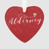 Alderney Flag Herz, Kanalinseln Ornament (Vorderseite)