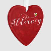 Alderney Flag Herz, Kanalinseln Ornament (Vorderseite)