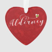 Alderney Flag Herz, Kanalinseln Ornament (Rückseite)