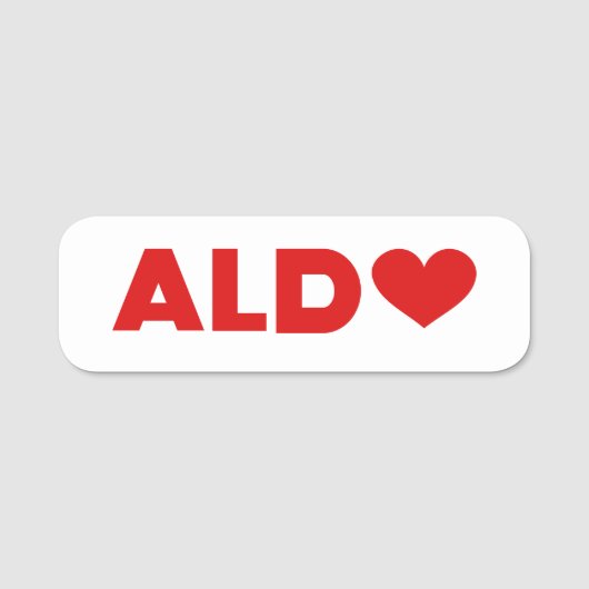 Aldo Liebe Namensschild (Vorderseite)