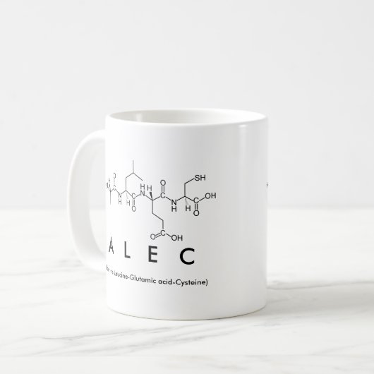 Alec Peptid-Namen-Tasse Kaffeetasse (Vorderseite Links)