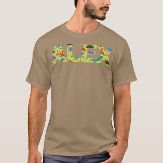 AleCool Boys Name mit farbenfrohen niedlich Dinos T-Shirt