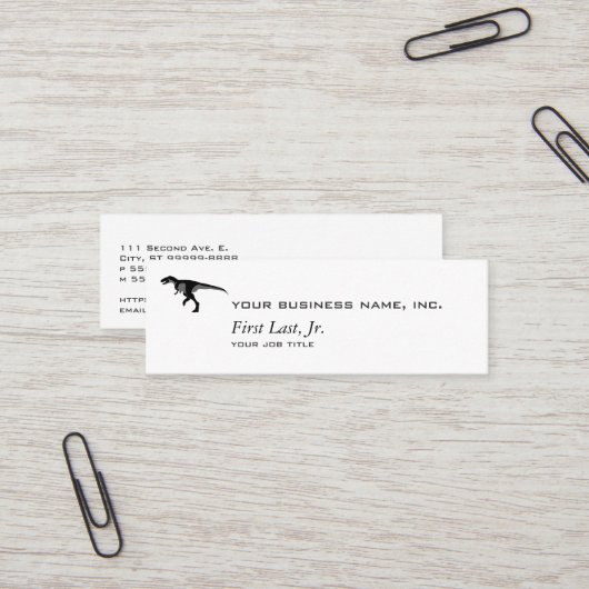 Alectrosaurus-Dinosaurier Mini Visitenkarte (Vorderseite/Rückseite Beispiel)