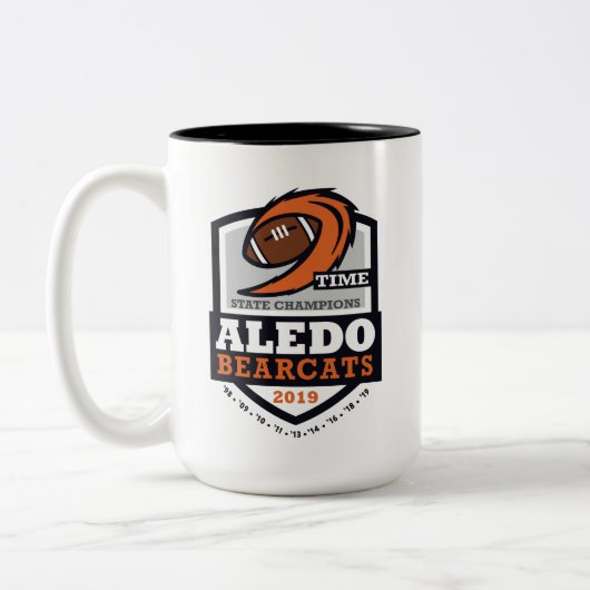Aledo Bearcats 2019 Staat Champ 9 Zeit - 15oz.Tass Zweifarbige Tasse (Links)