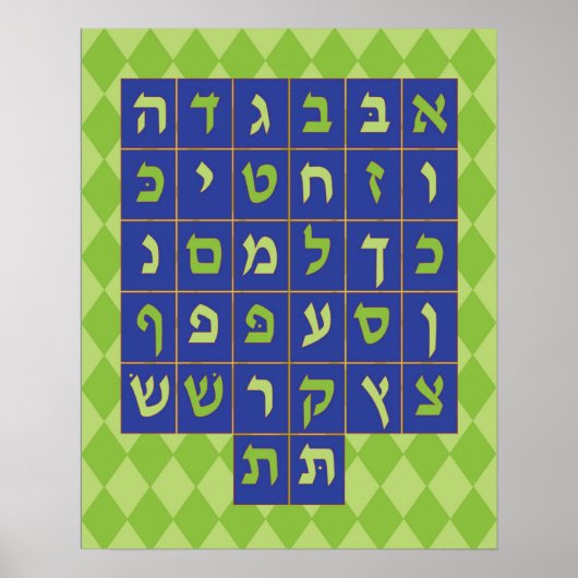 Alef Beis Poster (Marine und grün) (Vorne)