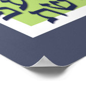 Alef Bet Poster - Limettengrün mit blau2 (Ecke)