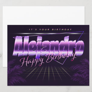 Alejandro Name Vorname lila retro Karte Geburtstag