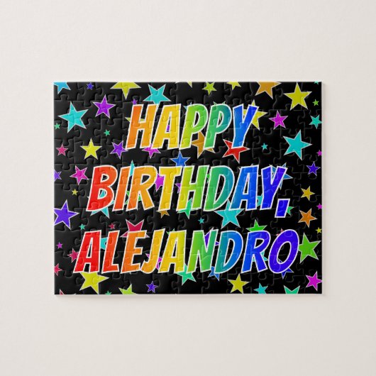 "ALEJANDRO" Vorname, Fun "HAPPY BIRTHDAY" Puzzle (Horizontal)