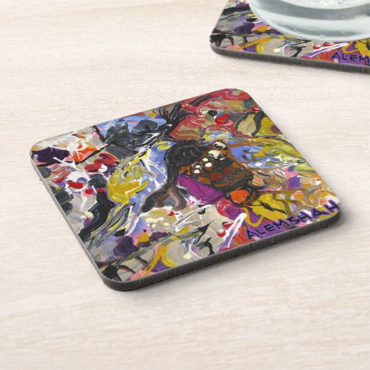 Alemshah abstraktes Untersetzer-Set - blaues Jay Untersetzer (Linke Seite)