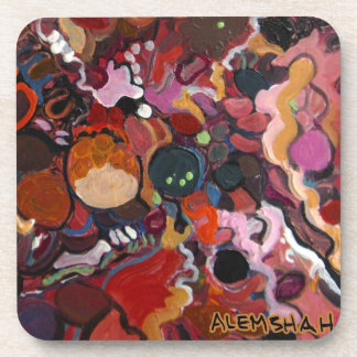 Alemshah abstraktes Untersetzer-Set - Flamingo Getränkeuntersetzer