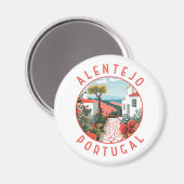 Alentejo Portugal Retro Distressed Circle Magnet (Vorderseite/Rückseite)